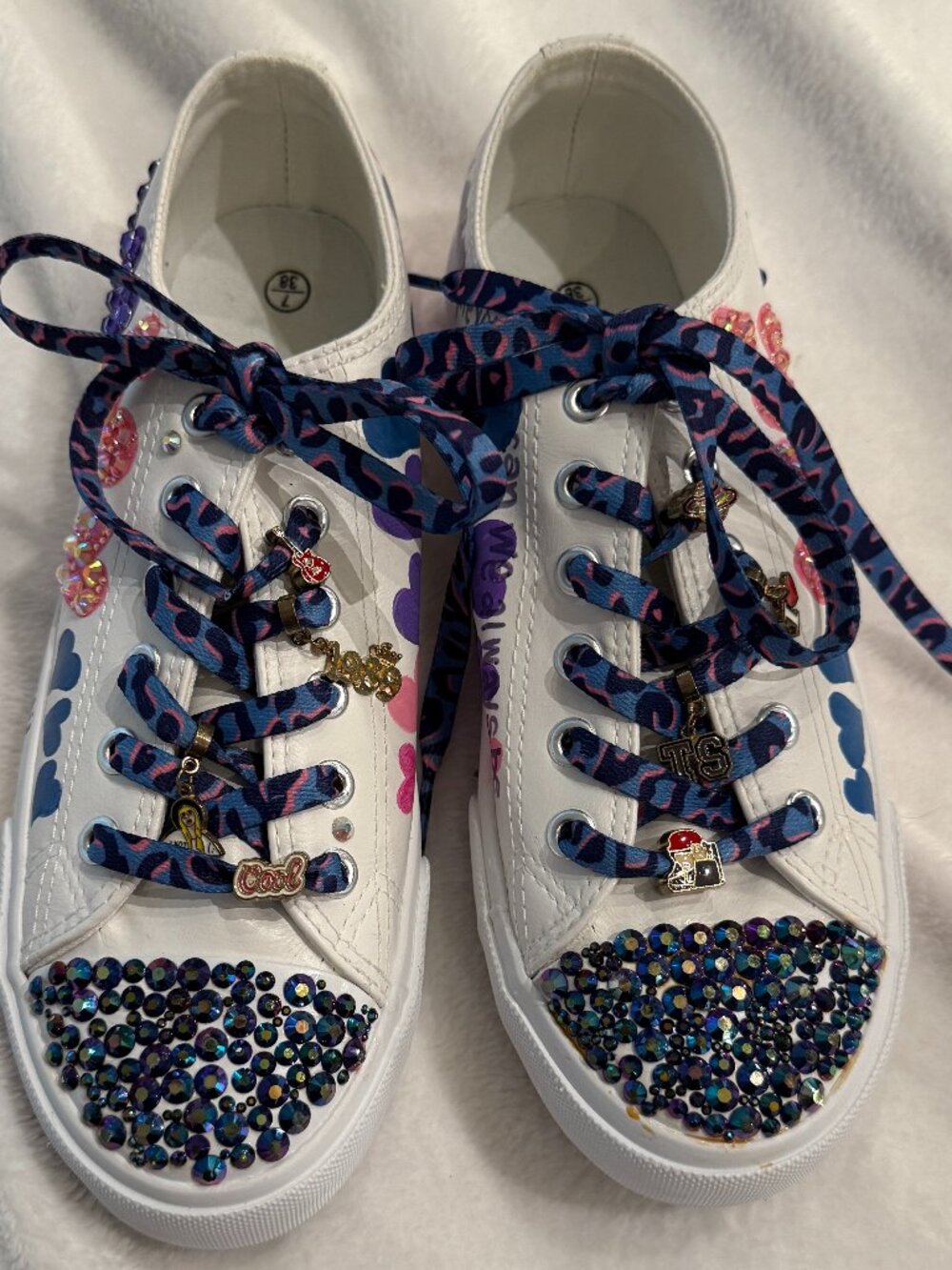 Taylor Swift "Lover" Custom Painted & Bedazzled Sneakers | Ladies' 7